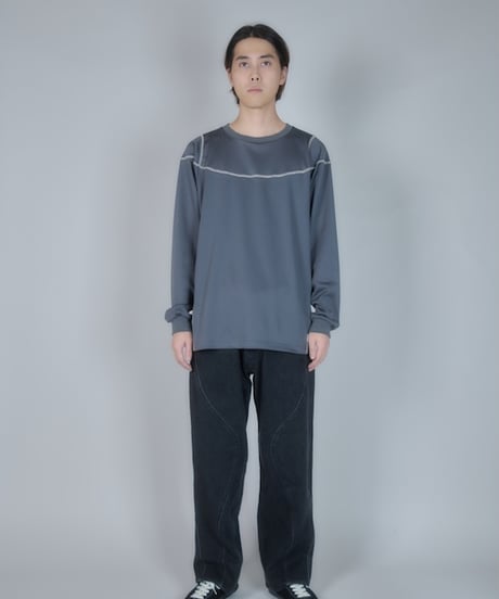 Stitched Mesh L/S Top (Charcoal)