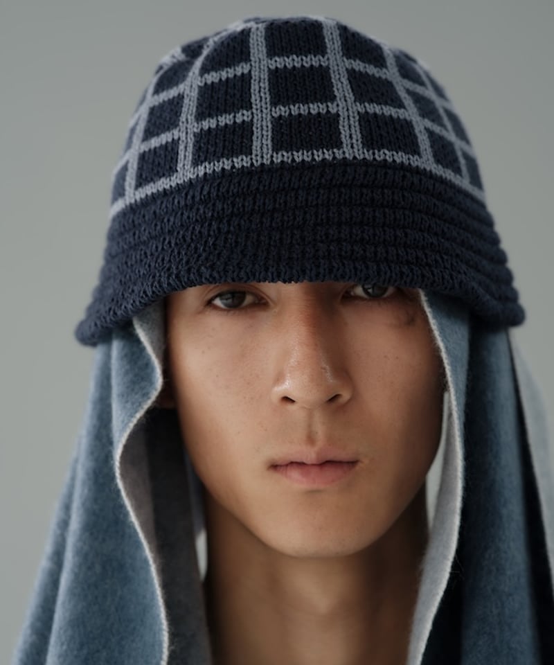 Grid Knit Bucket Hat (Navy) | Diaspora skateboa