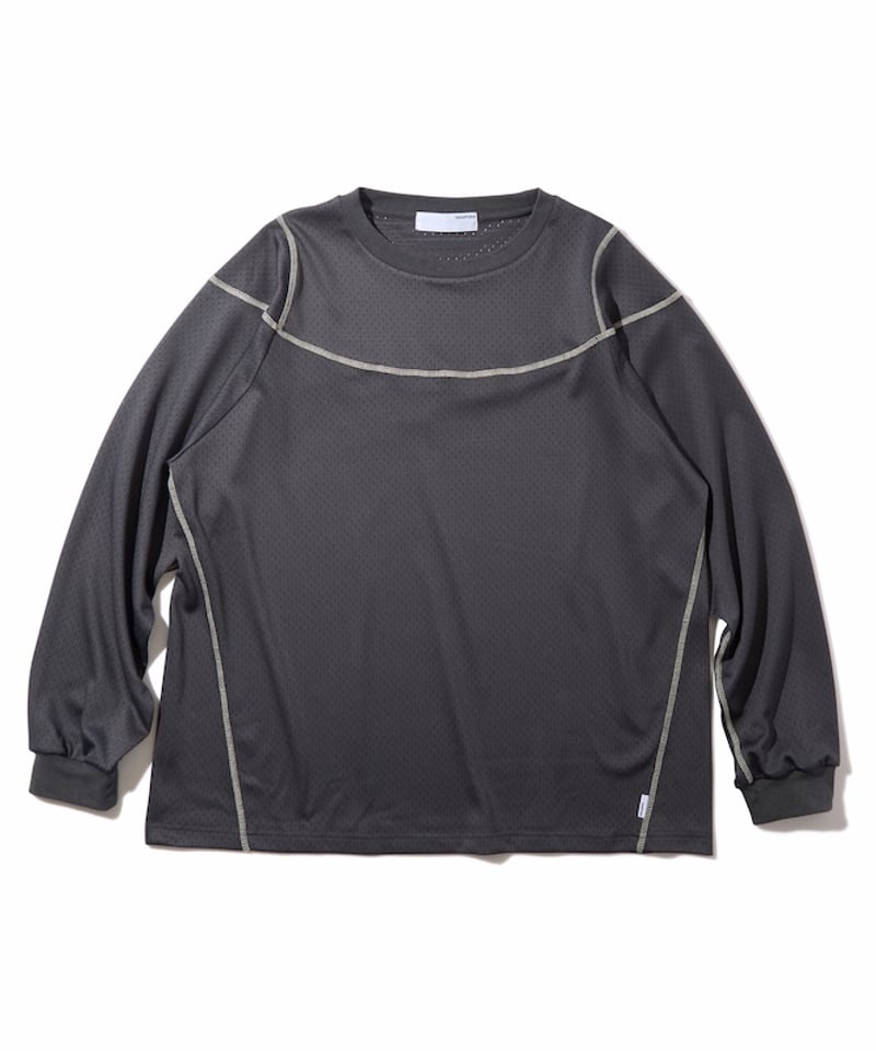Stitched Mesh L/S Top (Charcoal) | PURRBS Onlin