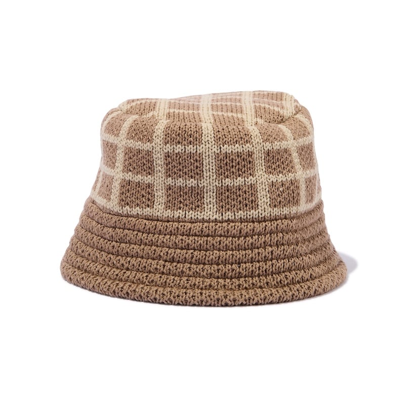 Grid Knit Bucket Hat (Taupe) | Diaspora skatebo