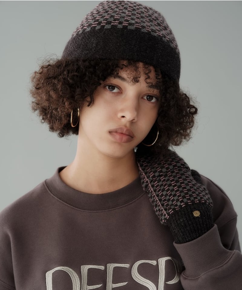 Checkered Single Beanie (Brown) | Diaspora skat