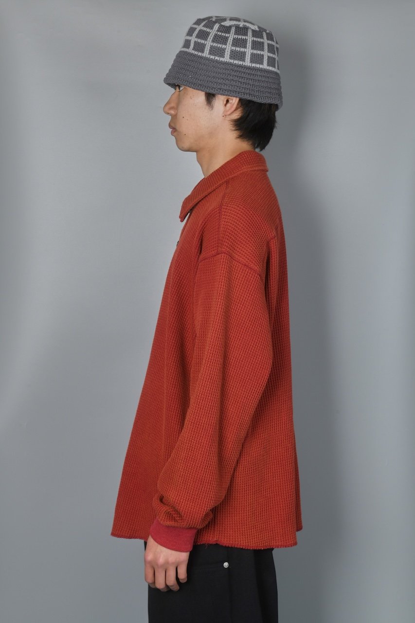 わっふるページ Waffle L/S Polo (Burgundy) | Diaspora skateboar