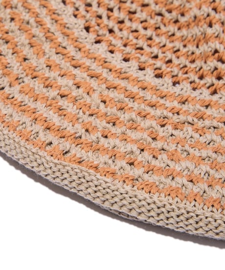 Cotton Croche Knit Hat (Orange)