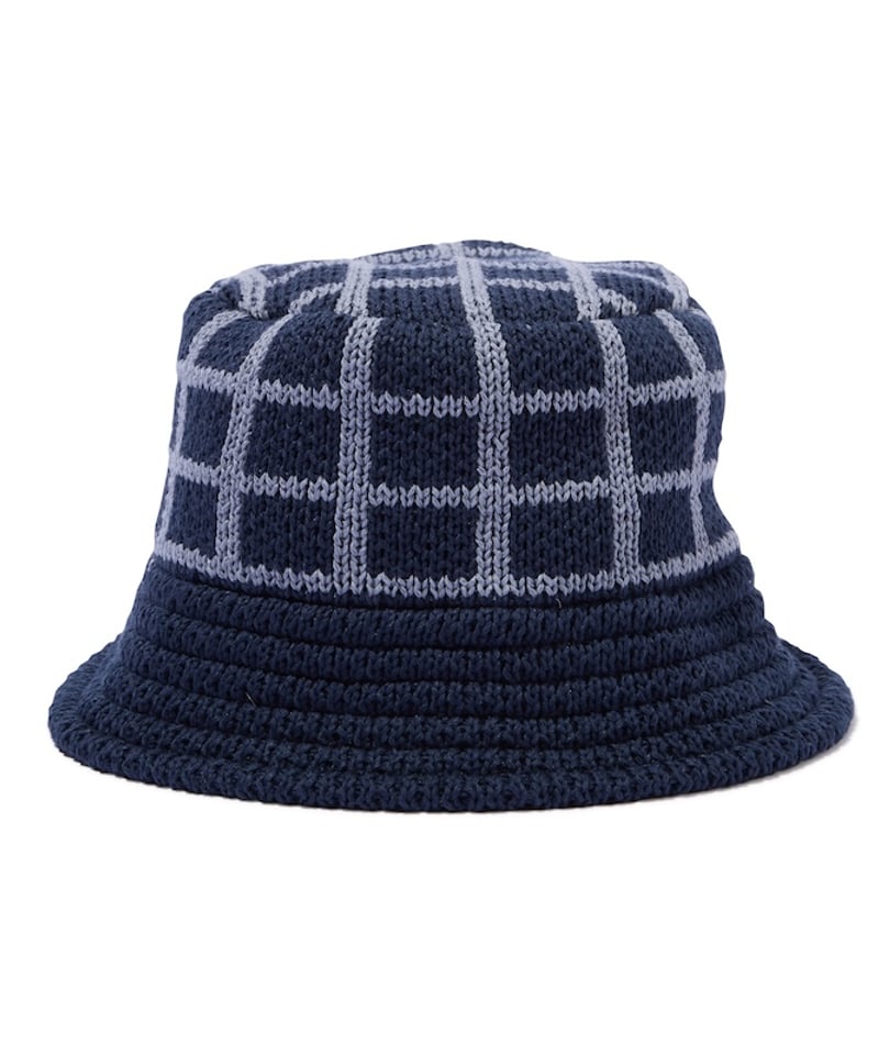 Grid Knit Bucket Hat (Navy) | Diaspora skateboa