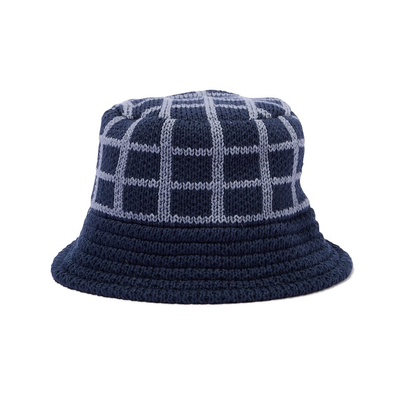 Grid Knit Bucket Hat (Navy) | Diaspora skateboa