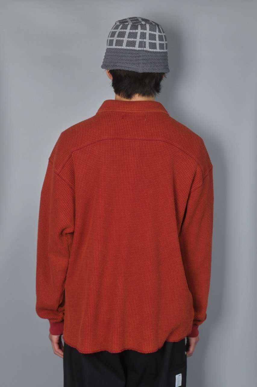Waffle L/S Polo (Burgundy) | Diaspora skateboar
