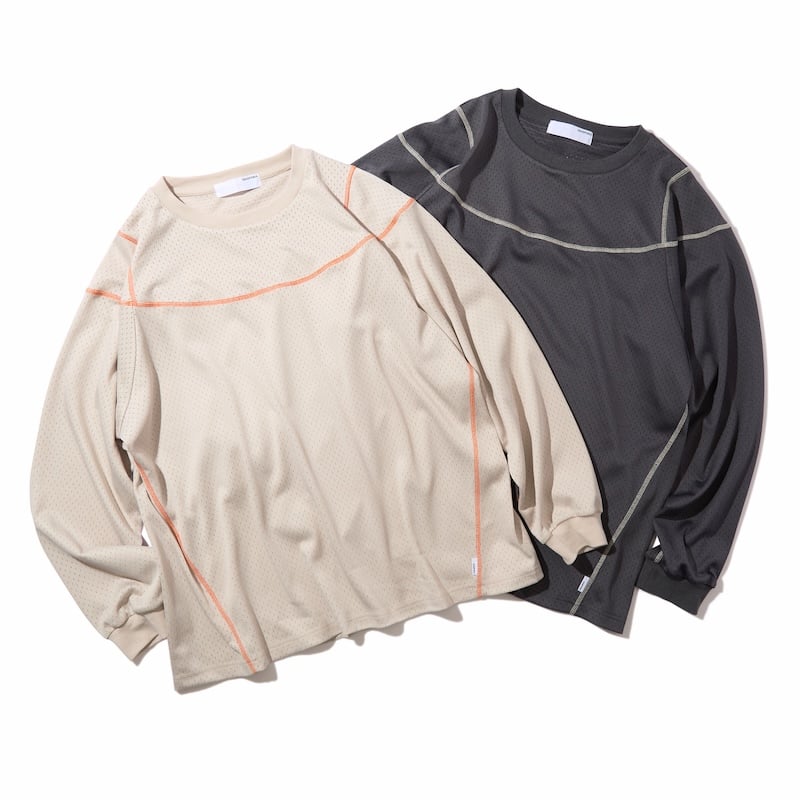 Stitched Mesh L/S Top (Sand) | PURRBS Online Store