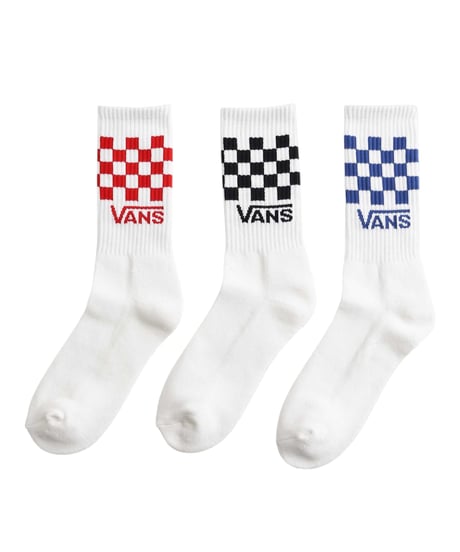 【VANS】CLASSIC CHECK CREW SOCKS(3PK) (White) Medium