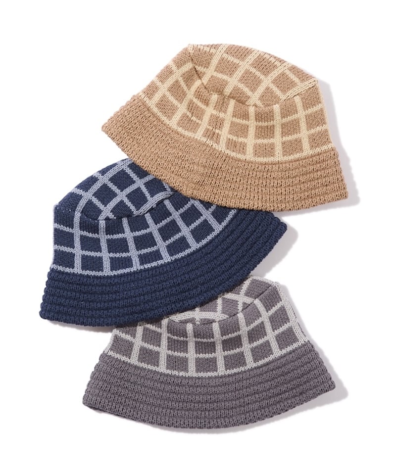 Grid Knit Bucket Hat (Charcoal) | Diaspora skat