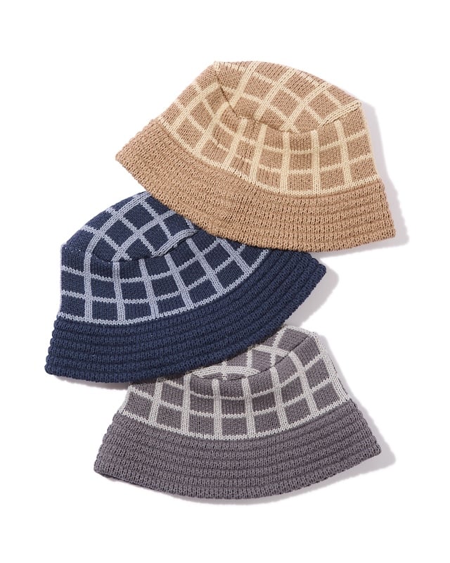 Grid Knit Bucket Hat (Navy) | Diaspora skateboa