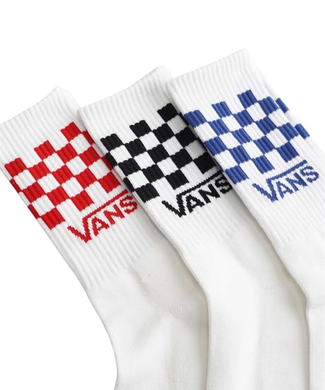 【VANS】CLASSIC CHECK CREW SOCKS(3PK) (White) Medium