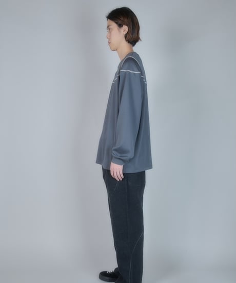 Stitched Mesh L/S Top (Charcoal)