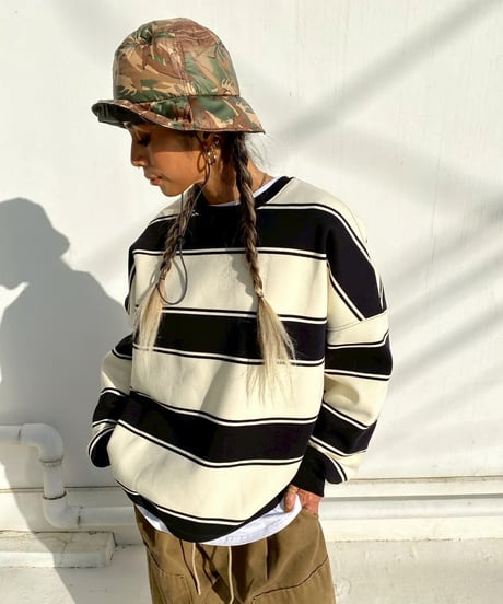 oversized sw「thick border」#28218512（裏起毛）