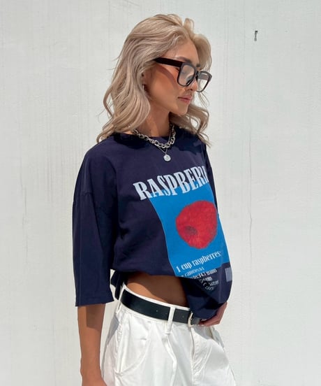 printed big T「raspberry」#9576