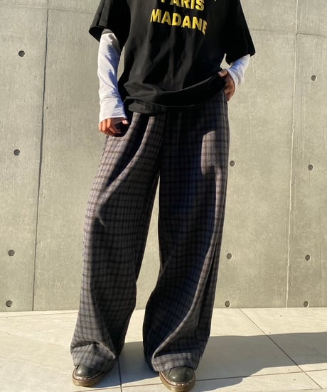wide pants「over check」#8732
