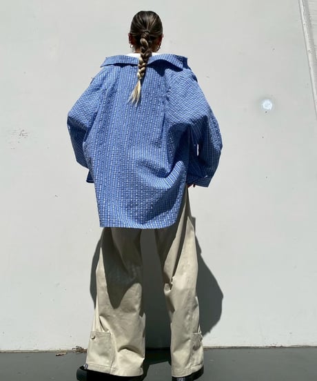 seersucker shirt「crumpled」（シュシュ付）#25102