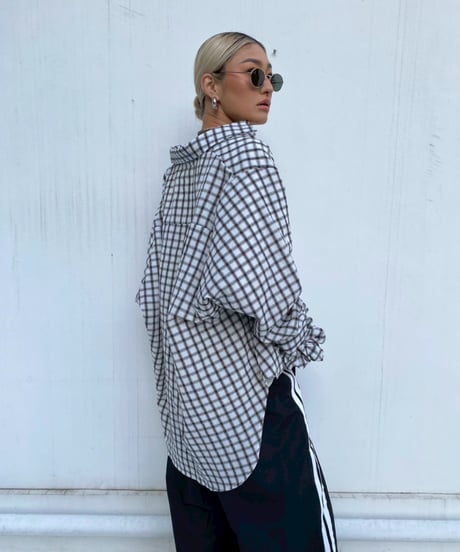 seersucker shirt「crumpled」（シュシュ付）#25102