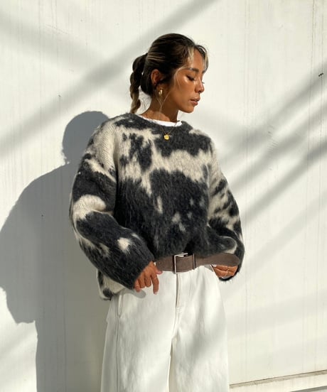 wide shaggy knit「marble」#1806