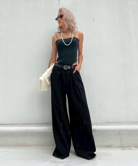 tuck wide pants「paint」#76832