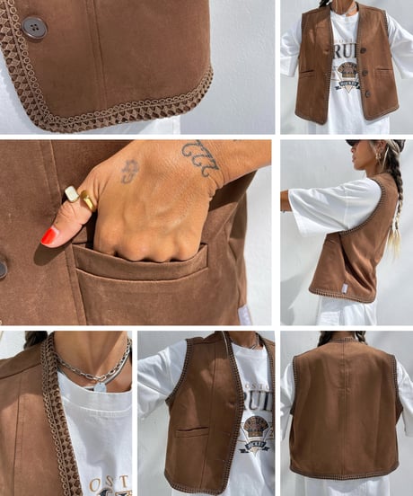 fake leather vest「trim」#993659