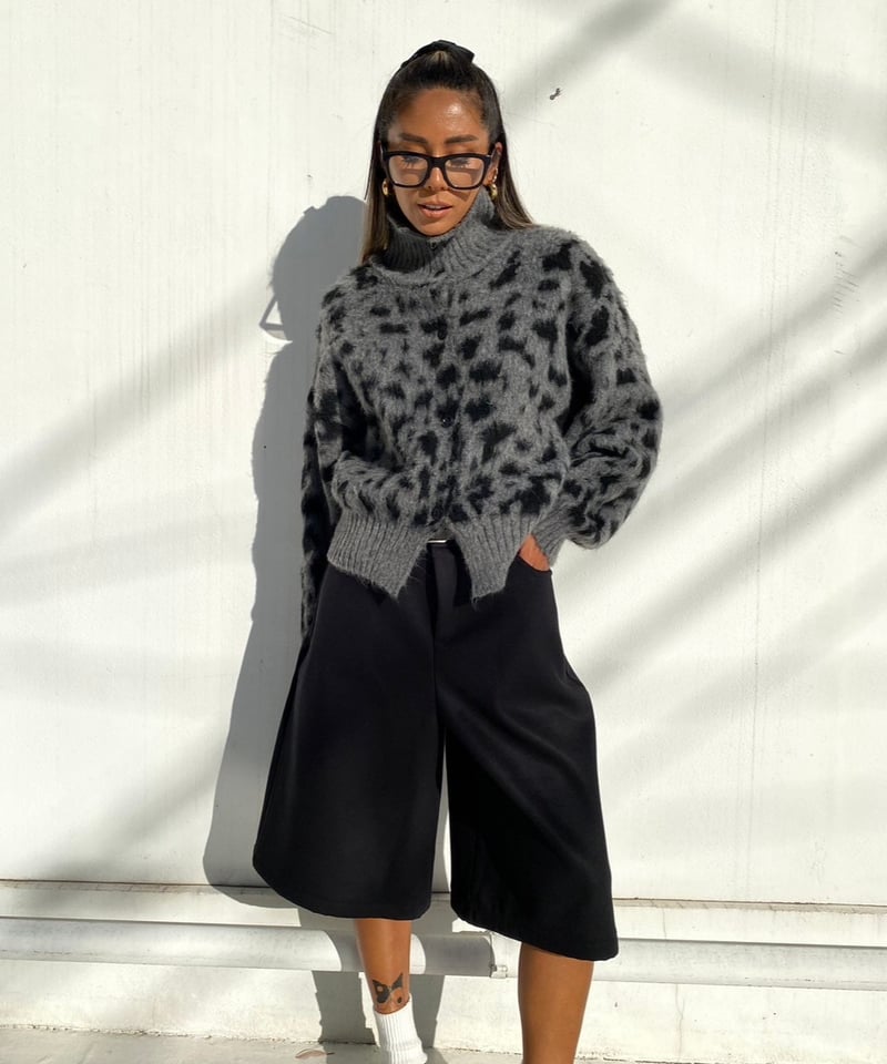 high neck knit cardigan「leopard」#26637 | tablet