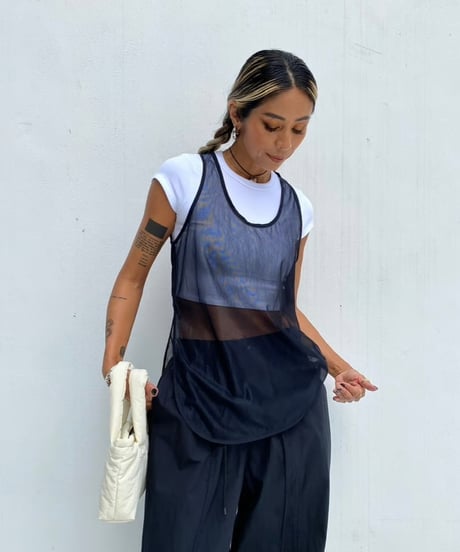 mesh tank top「hem slant」#63459-1