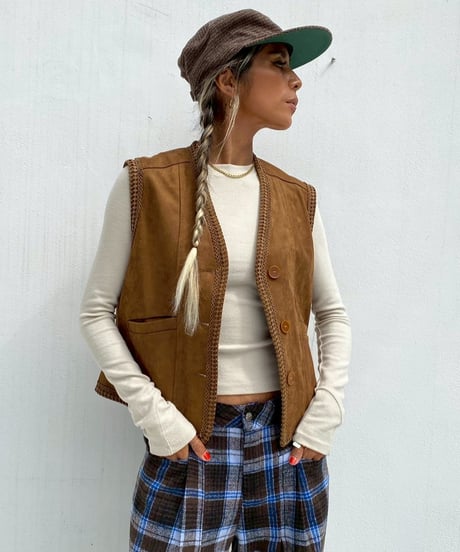fake leather vest「trim」#993659