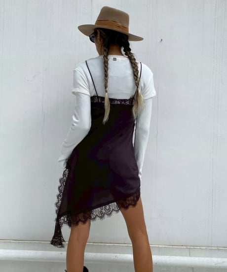 satin one piece「slit lace」#25613601