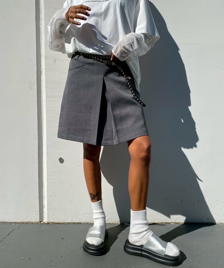 box lame sk「pleats」（ベルト付）#25079