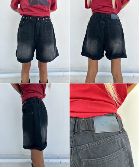 wash denim shorts「buggy」#70652-164