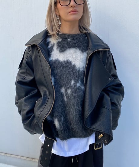 wide shaggy knit「marble」#1806
