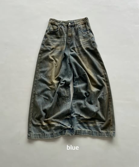 wide denim pt「dirty wash」#589163