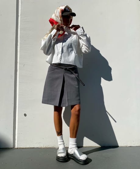 box lame sk「pleats」（ベルト付）#25079