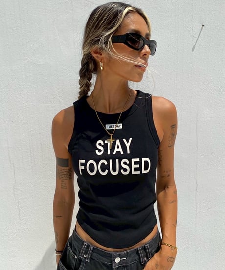 rib tank top「STAY FOCUSED」#256358
