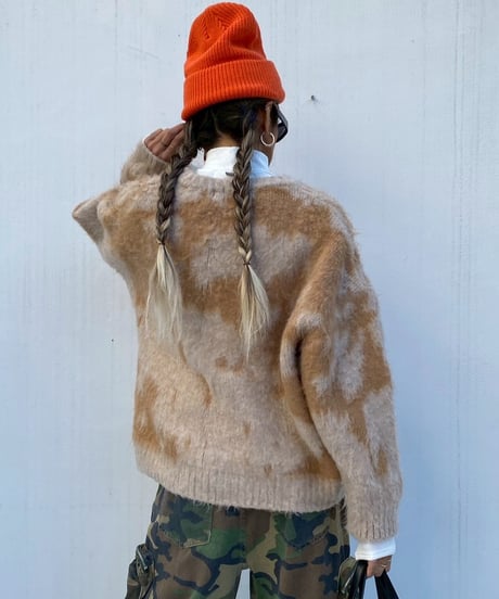 wide shaggy knit「marble」#1806