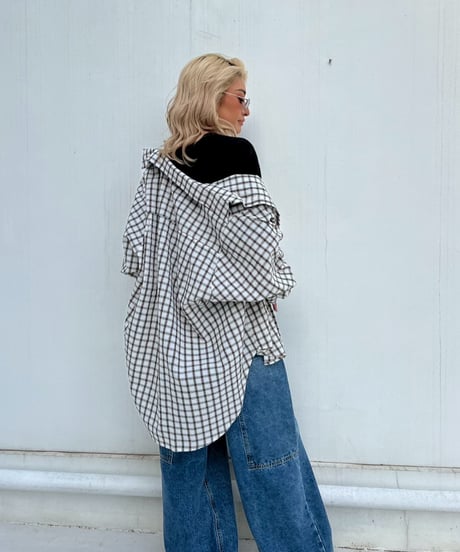 seersucker shirt「crumpled」（シュシュ付）#25102