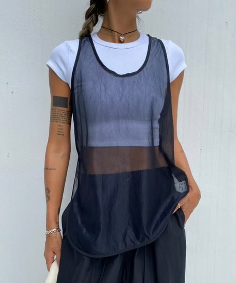 mesh tank top「hem slant」#63459-1