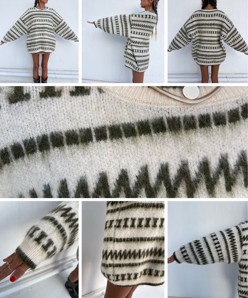 トップス andequal checked pattern knit checked pattern knit – andequal