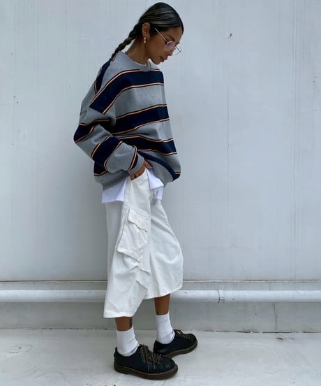 oversized sw「thick border」#28218512（裏起毛）