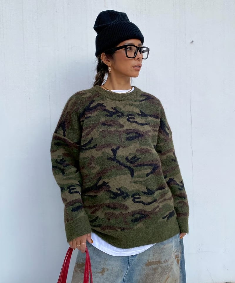 あさん専用　stone  camo knit 迷彩 print knit「all camo」#109969512 | tablethotel-sūdo