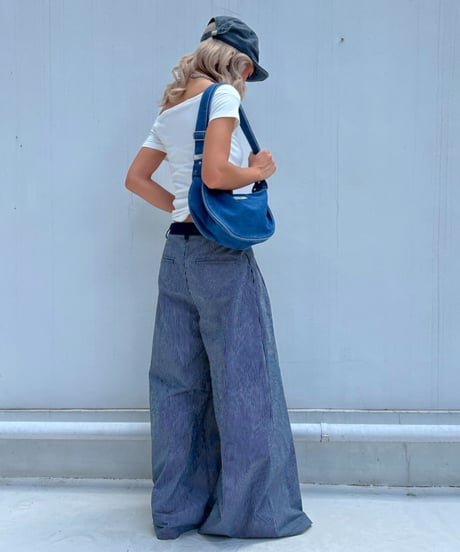 flare tuck pt「denim check」#5727