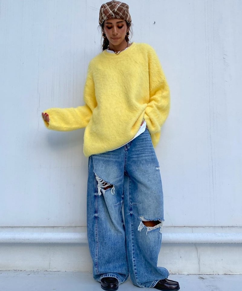 leinwande Shaggy Knit Trousers イエロー shaggy knit「haily」#8000659 | tablethotel-sūdo