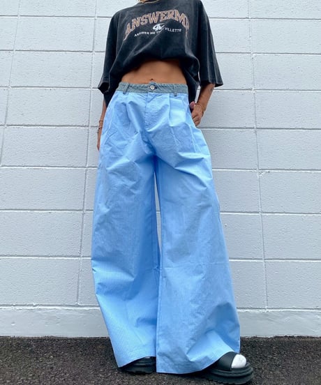 flare tuck pt「denim check」#5727