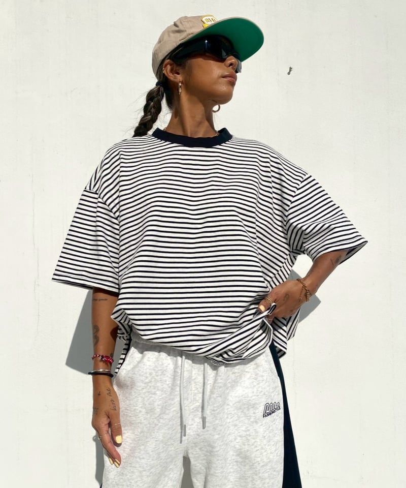 boutique310 小顔Tシャツ　BOARDER wide T「border」#8083863 | tablethotel-sūdo
