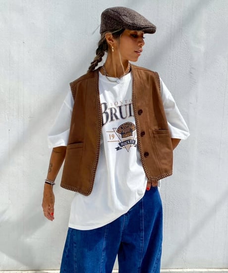 fake leather vest「trim」#993659