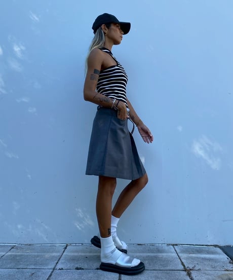 box lame sk「pleats」（ベルト付）#25079