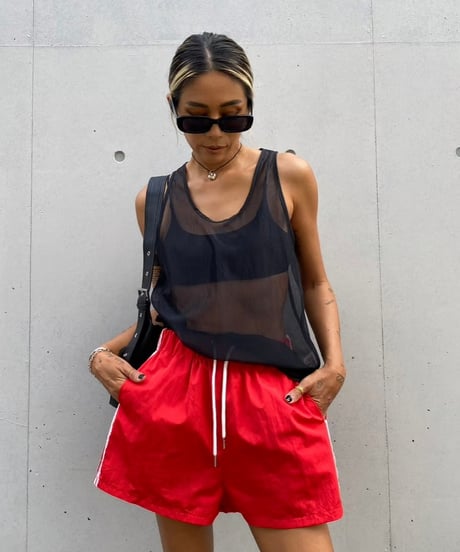 mesh tank top「hem slant」#63459-1