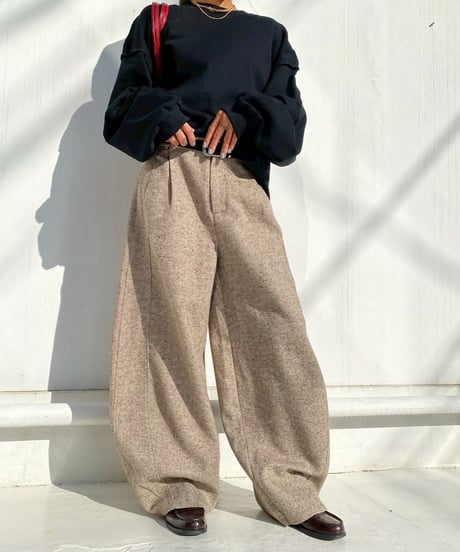 oversized pt「tweed barrel」#951359（ベルト付き）