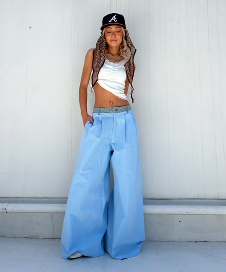 flare tuck pt「denim check」#5727