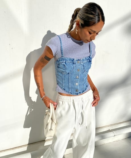 denim bustier「solid shape」#006